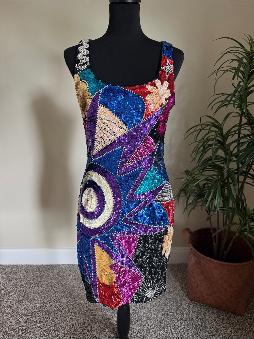 Alyce Paris Multicolor Sequin Sleeveless Bodycon Dress